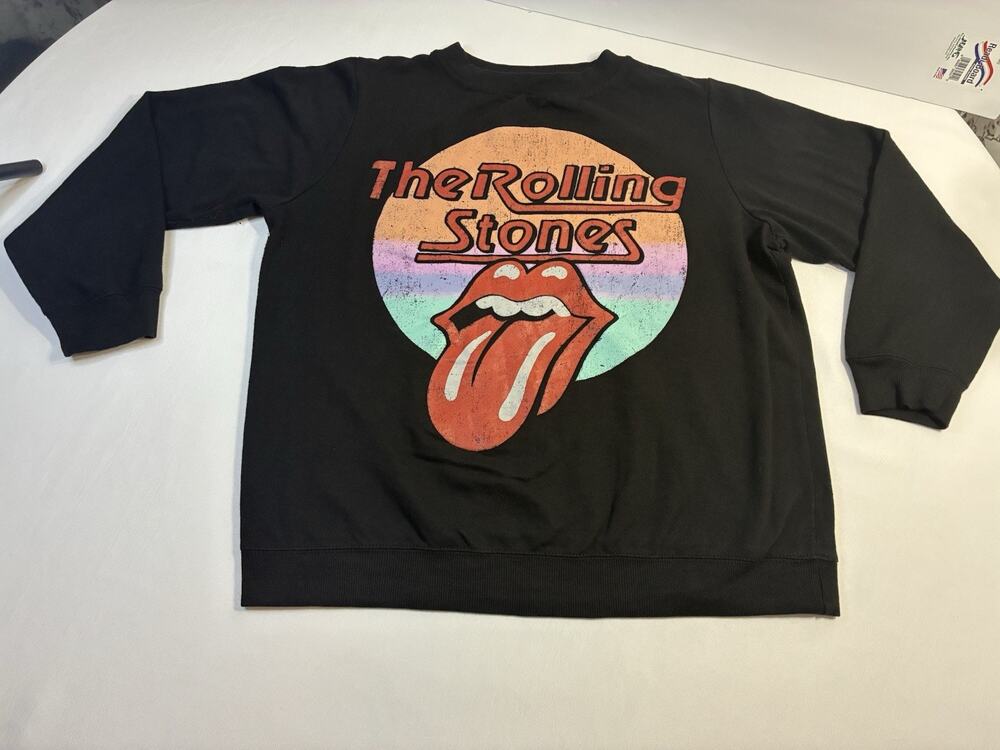 Rolling Stones Black Graphic Crewneck Sweatshirt Mens Large Streetwear